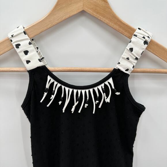 Deax Par Deux Black & White Heart Print Romper with Fringe Detail // 10 - Picture 5 of 12